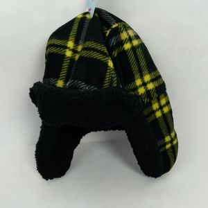 Cat & Jack Trapper Hat Black Green Plaid OSFM Boy's Kid's Winter Hat NWT
